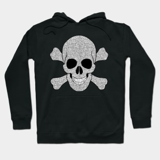 Faux Silver Glitter Skull And Crossbones Hoodie